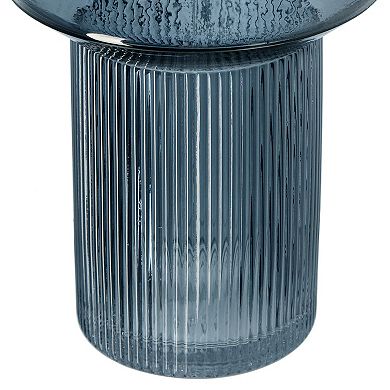 Rae Set Of 2 Glass Vases, Tall Round Cylinders, Smokey Blue, Clear Finish