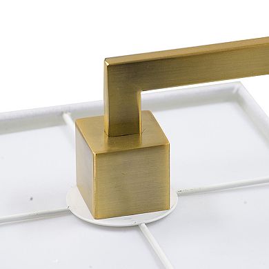 25 Inch Modern Geometric Table Lamp, Square Shade, White Marble Base, Gold