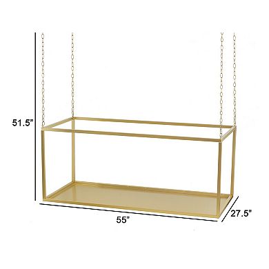 55 Inch Hanging Plant Stand, Modern Industrial Iron Frame With Chains, Gold