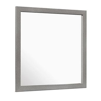Sami 40 X 40 Dresser Mirror, Embossed Texture, Modern Style, Gray Wood