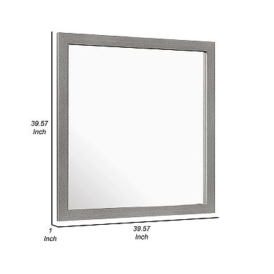 Sami 40 X 40 Dresser Mirror, Embossed Texture, Modern Style, Gray Wood