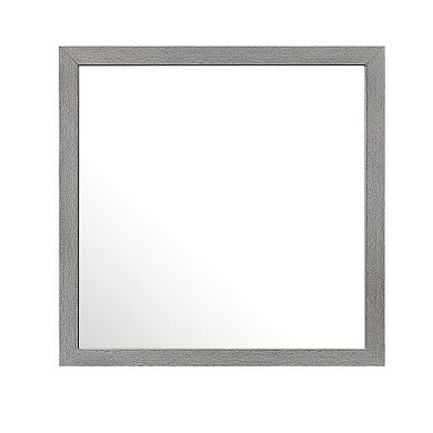 Sami 40 X 40 Dresser Mirror, Embossed Texture, Modern Style, Gray Wood