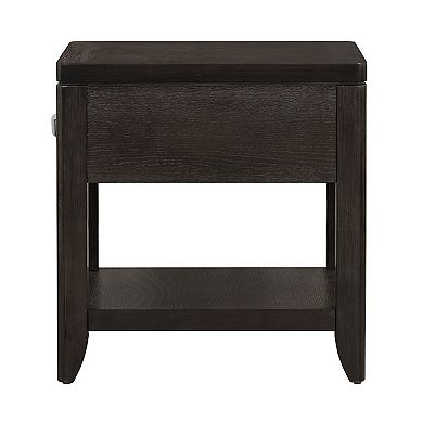 Joni 25 Inch Side End Table, 1 Drawer And Shelf, Espresso Brown Acacia Wood