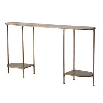 57 Inch Console Table, Oval, Steel Frame, Modern, Bronze Finish