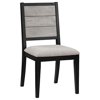 Elina 23 Inch Dining Chair, Set Of 2, Plank Style Back, Gray Polyester