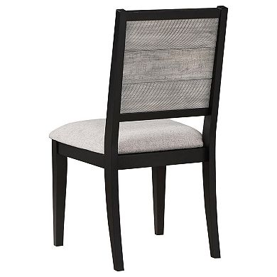 Elina 23 Inch Dining Chair, Set Of 2, Plank Style Back, Gray Polyester