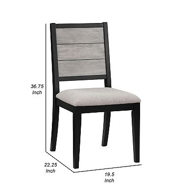 Elina 23 Inch Dining Chair, Set Of 2, Plank Style Back, Gray Polyester
