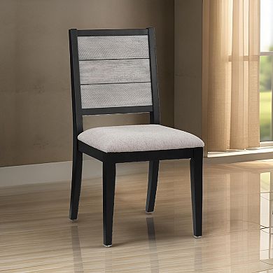 Elina 23 Inch Dining Chair, Set Of 2, Plank Style Back, Gray Polyester