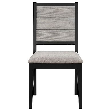 Elina 23 Inch Dining Chair, Set Of 2, Plank Style Back, Gray Polyester