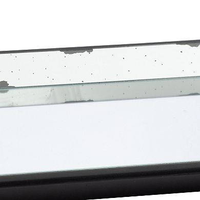 24 Inch Square Decorative Tray With Mirrored Surface, Modern Style, Black