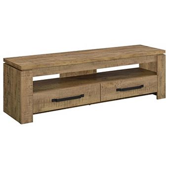 59 Inch Tv Media Entertainment Console With 2 Drawers, Warm Wood Brown