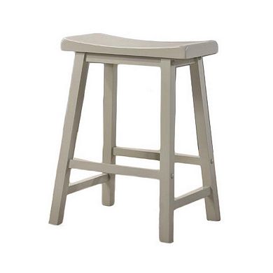 24 Inch Ergonomic Counter Height Stool, Set Of 2, Curved Saddle Seat, Gray