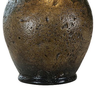 Sila 31 Inch Table Lamp, Pitcher Base, Textured Black, Handles, Drum Shade