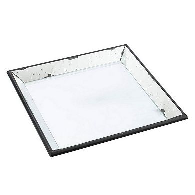 Inez 20 Inch Decorative Glass Tray, Silver Mirrored, Wall Hanger, Medium