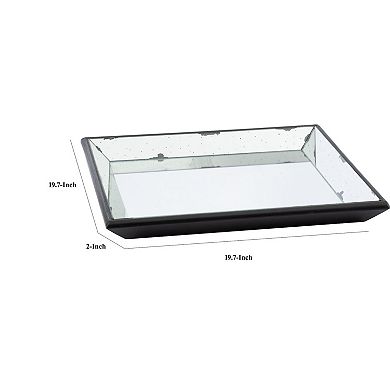 Inez 20 Inch Decorative Glass Tray, Silver Mirrored, Wall Hanger, Medium
