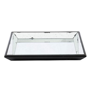 Inez 20 Inch Decorative Glass Tray, Silver Mirrored, Wall Hanger, Medium