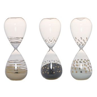 Doug Set Of 3 Decorative 60 Minute Hourglass Accent Decor, Colored Sand
