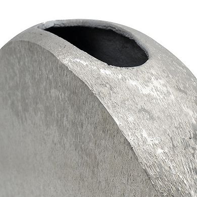 15 Inch Modern Decorative Vase, Round, Silver Finished Aluminum Frame