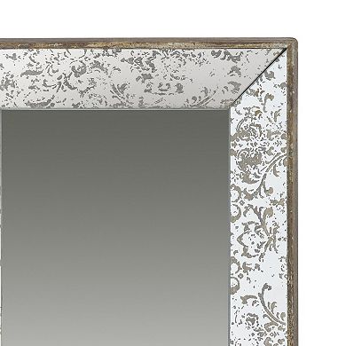 Rosa 16 X 24 Wall Mount Mirror, Brown Wood Frame With Abstract Gold Overlay