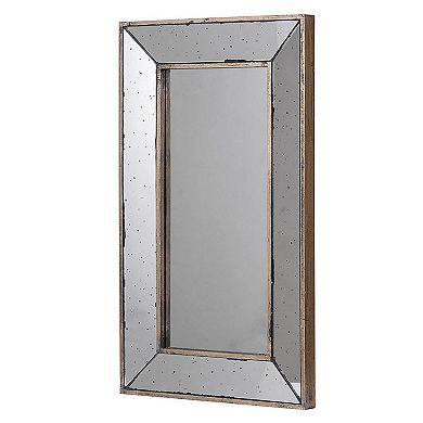Filo 24 Inch Wall Mirror, Raised Tray Edges, Mirrored Rectangular Frame