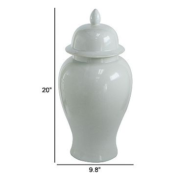 Deva 20 Inch Medium Porcelain Ginger Jar, Classic White Glossy Finish
