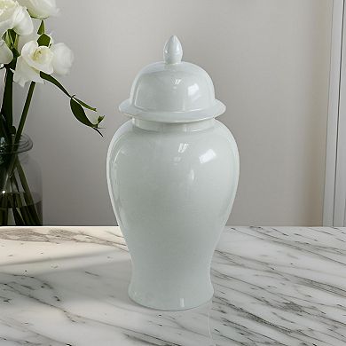Deva 20 Inch Medium Porcelain Ginger Jar, Classic White Glossy Finish