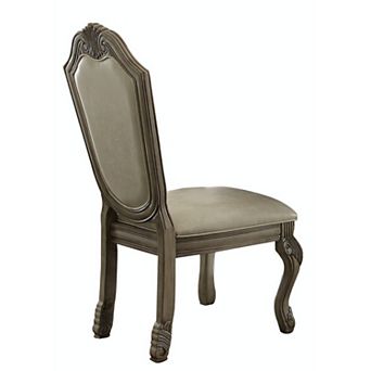 Loki 29 Inch Dining Chair Set Of 2, Antique White, Crown Top, Welt Trim