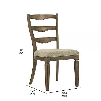 Stacy 19 Inch Dining Chair, Set Of 2, Fabric Upholstery, Weathered Oak