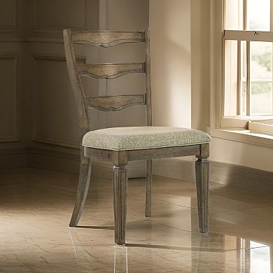 Stacy 19 Inch Dining Chair, Set Of 2, Fabric Upholstery, Weathered Oak