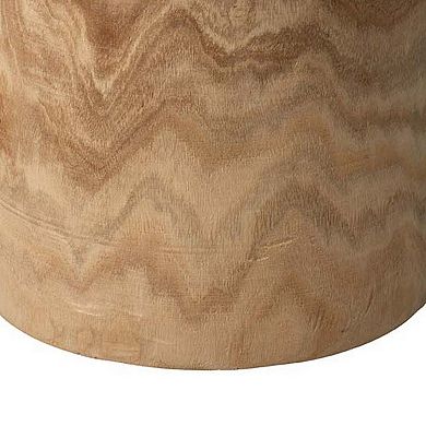 18 Inch Modern Side End Table, Round Surface, Paulownia Wood, Natural