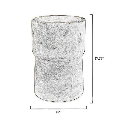 18 Inch Modern Side End Table, Round Surface, Paulownia Wood, Natural