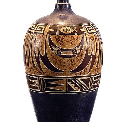 Iva 29 Inch Table Lamp, Hydrocal, Curved Round Base, Rich Espresso Brown