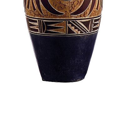 Iva 29 Inch Table Lamp, Hydrocal, Curved Round Base, Rich Espresso Brown