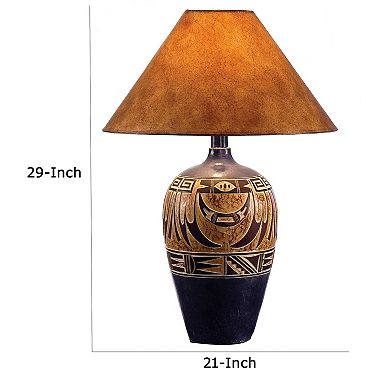 Iva 29 Inch Table Lamp, Hydrocal, Curved Round Base, Rich Espresso Brown