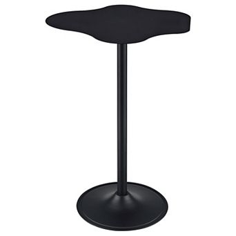 42 Inch Modern Bar Table, Black Metal Frame, Irregular Cloud Design