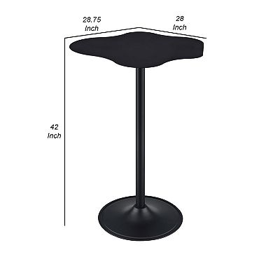 42 Inch Modern Bar Table, Black Metal Frame, Irregular Cloud Design