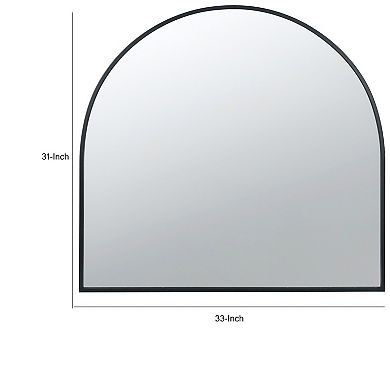 Cod 33 Inch Modern Wall Mirror, Simplistic Arched Black Metal Frame