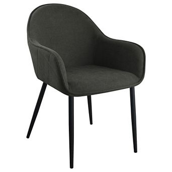 Emin 23 Inch Dining Armchair, Modern Charcoal Gray Fabric Seat, Set Of 2