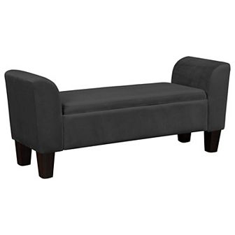 55 Inch Accent Storage Bench With Performance Velvet Upholstery, Black