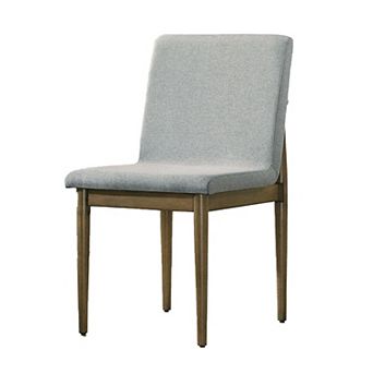 19 Inch Dining Chair, Set Of 2, Gray Fabric, Parson Style, Cushioned Seat