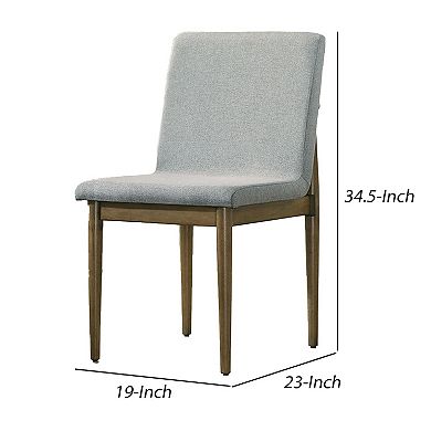 19 Inch Dining Chair, Set Of 2, Gray Fabric, Parson Style, Cushioned Seat