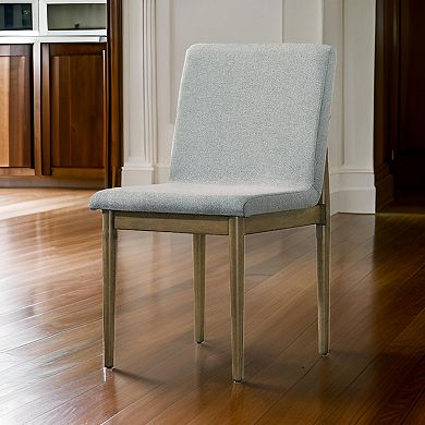 19 Inch Dining Chair, Set Of 2, Gray Fabric, Parson Style, Cushioned Seat