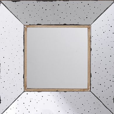 Joe 12 Inch Square Wall Mirror, 3 Dimensional, Speckled Off White And Brown