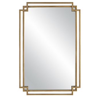 22 X 34 Rectangular Accent Mirror With Two Overlapping Frames, Brushed Gold