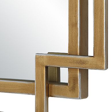 22 X 34 Rectangular Accent Mirror With Two Overlapping Frames, Brushed Gold
