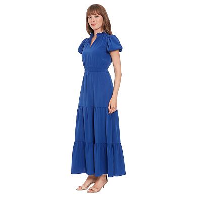 Petite London Times Bubble Sleeve Tiered Maxi Dress