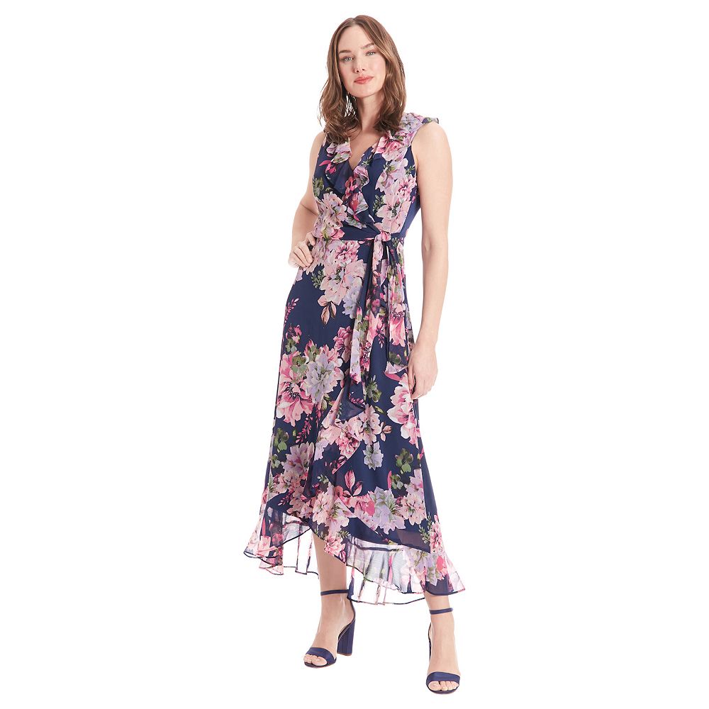 Floral Ruffled Sleeveless Evening Maxi Dress for Women