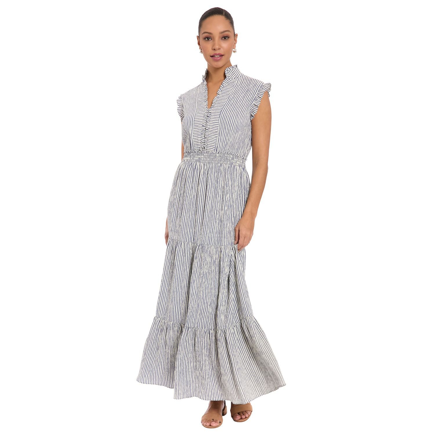 Женские платья London Times Petite London Times Smocked Waist Tiered Maxi Dress
