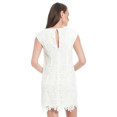 Petite London Times V-Neck Flower Lace Short Dress
