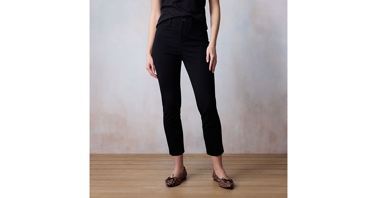 black skinny dress pants womens Ryrjj Women's Cropped with Pockets Business Office Casual Pleated High Waist Slim Fit Pencil Pants for Work Trousers(Black,L) Wear these pants for tall women with a button Ryrjj Dress Pants for Women
